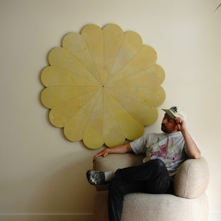 Floral Emblem Rain Painting Sculpture - Yellow Hibiscus