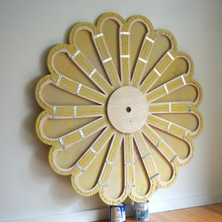 Floral Emblem Rain Painting Sculpture - Yellow Hibiscus
